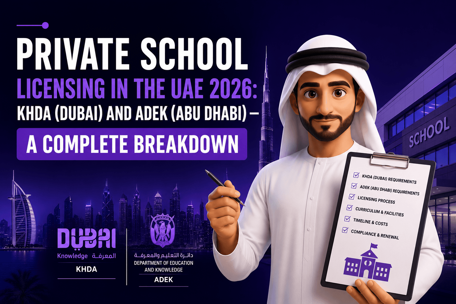 Private School Licensing in the UAE 2026: KHDA (Dubai) and ADEK (Abu Dhabi) — A Complete Breakdown