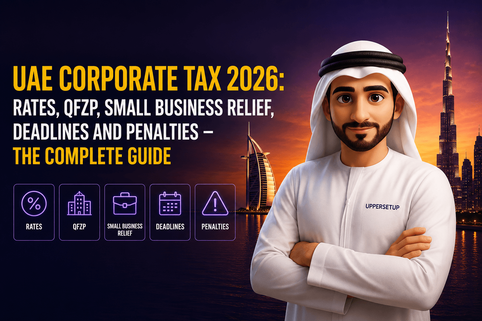UAE Corporate Tax 2026: Rates, QFZP, Small Business Relief, Deadlines and Penalties — The Complete Guide