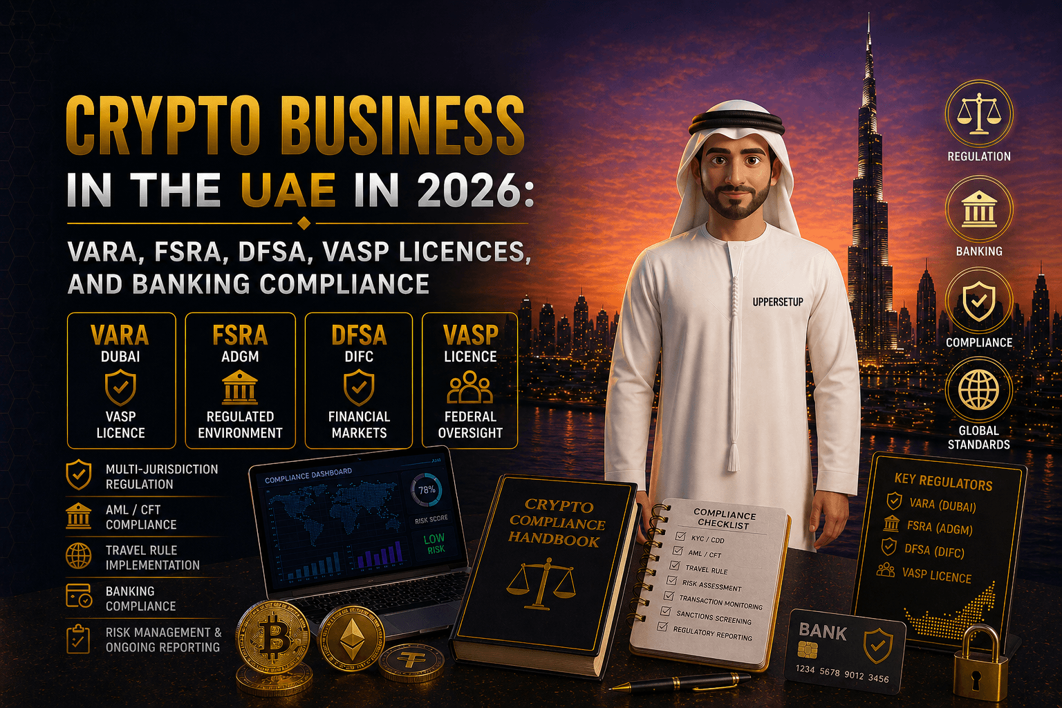 Crypto Business in the UAE in 2026: VARA, FSRA, DFSA, VASP Licences, and Banking Compliance
